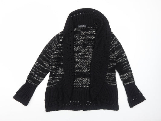 Joella Di Marco Womens Black Collared Acrylic Cardigan Jumper Size S