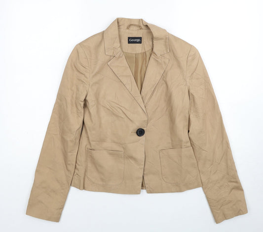 George Womens Beige Cotton Jacket Blazer Size 8