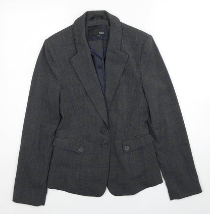 Next Womens Grey Plaid Polyester Jacket Blazer Size 8
