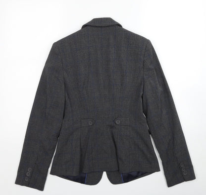 Next Womens Grey Plaid Polyester Jacket Blazer Size 8