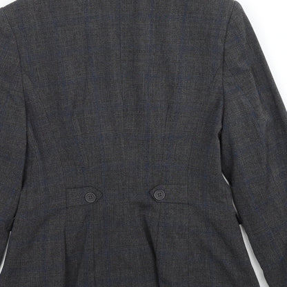 Next Womens Grey Plaid Polyester Jacket Blazer Size 8