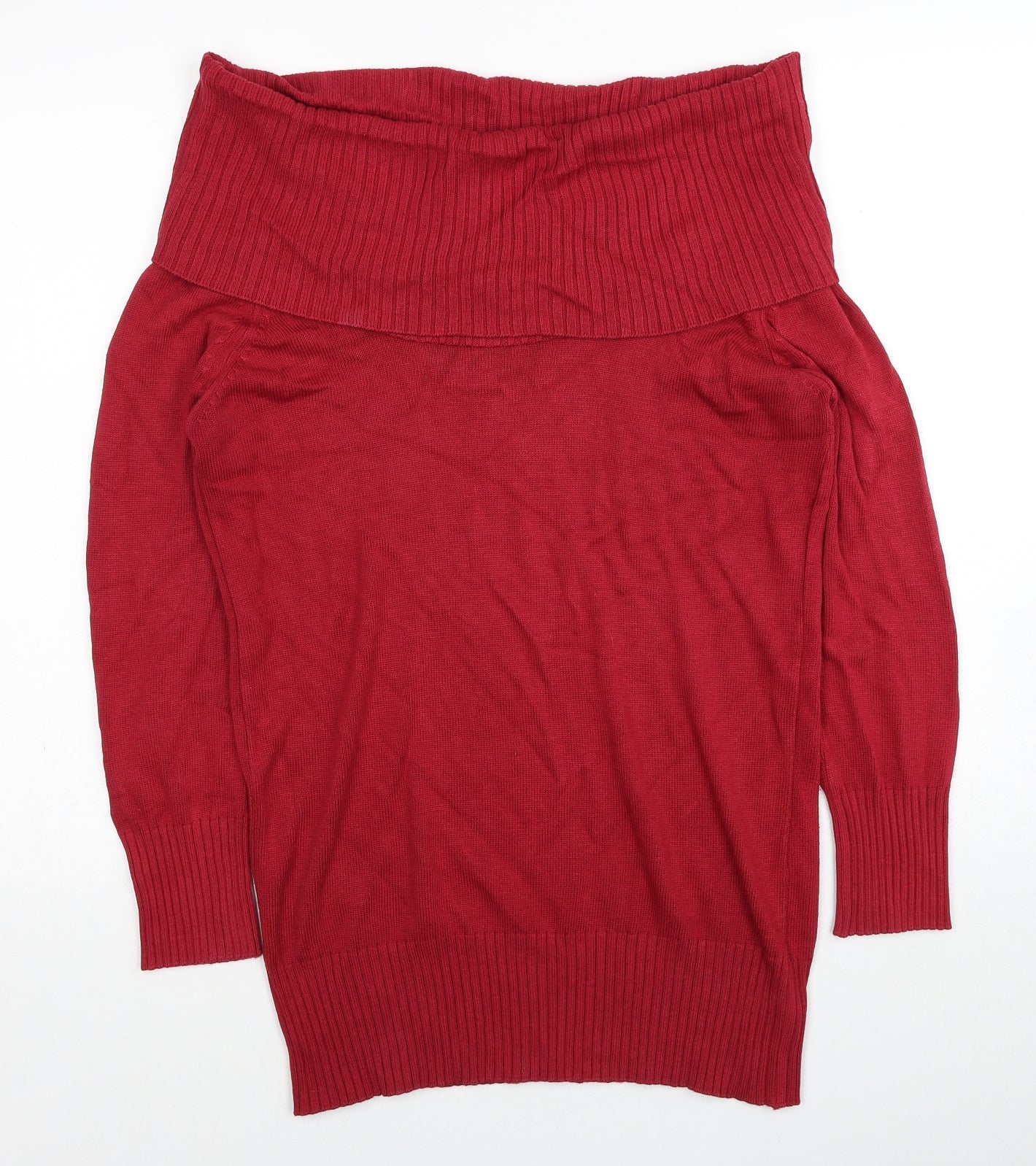 ZOOMP Womens Red Roll Neck Cotton Pullover Jumper Size M