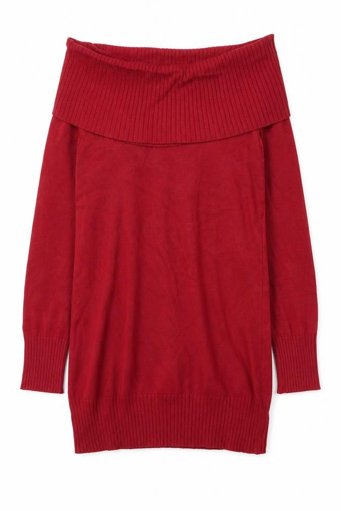 ZOOMP Womens Red Roll Neck Cotton Pullover Jumper Size M