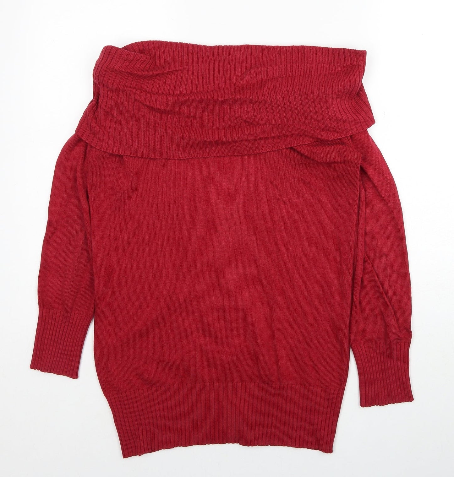 ZOOMP Womens Red Roll Neck Cotton Pullover Jumper Size M