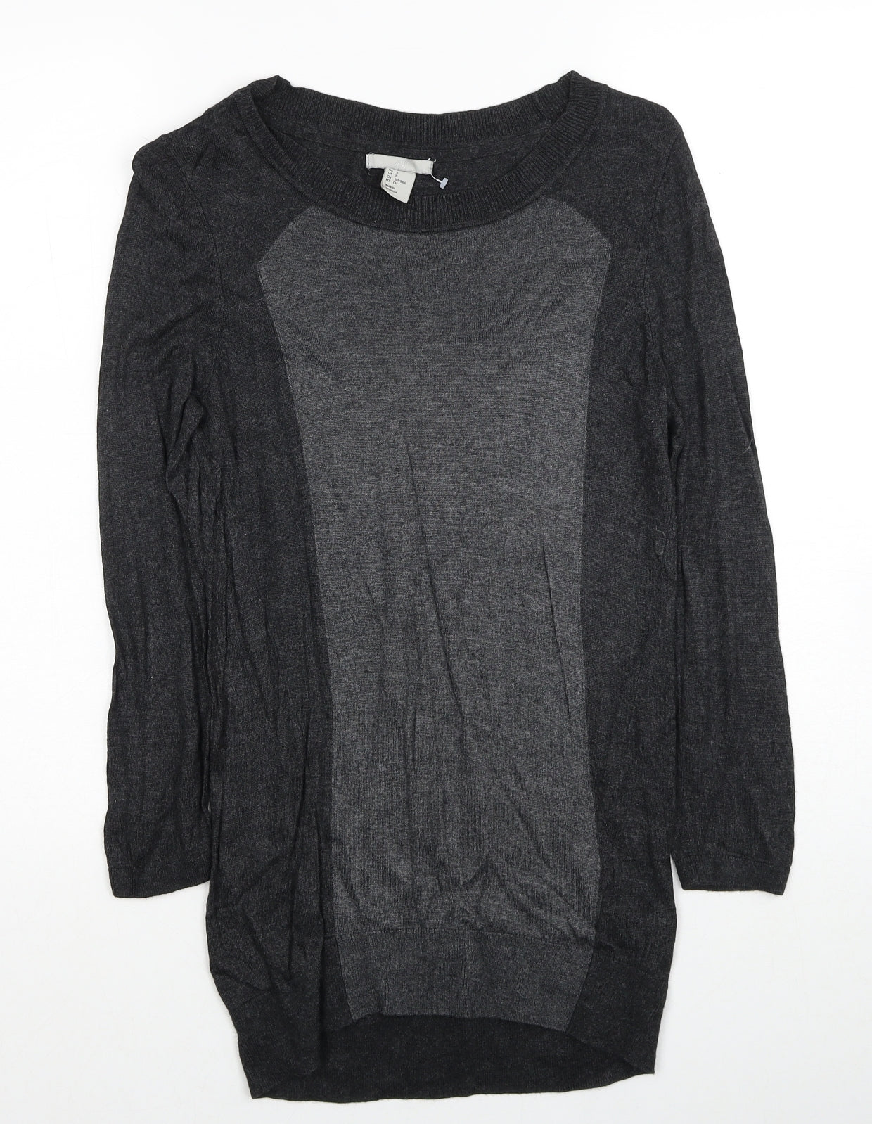 H&M Womens Grey Round Neck Viscose Pullover Jumper Size S