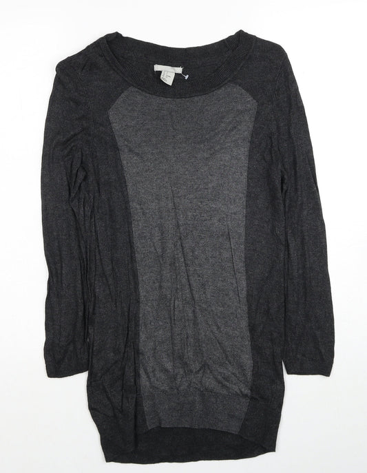 H&M Womens Grey Round Neck Viscose Pullover Jumper Size S