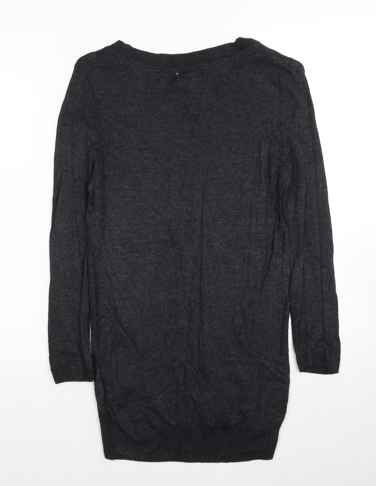 H&M Womens Grey Round Neck Viscose Pullover Jumper Size S