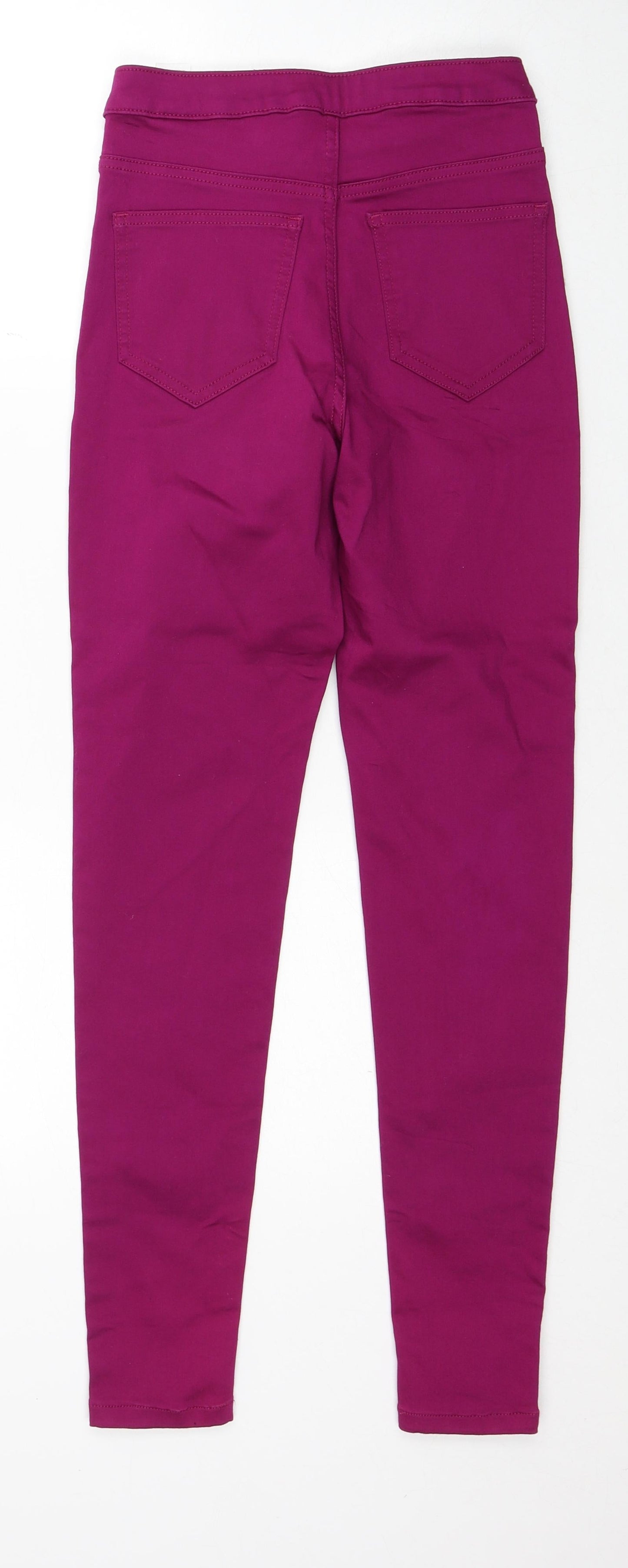 Marks and Spencer Womens Purple Cotton Skinny Jeans Size 8 Regular Zip