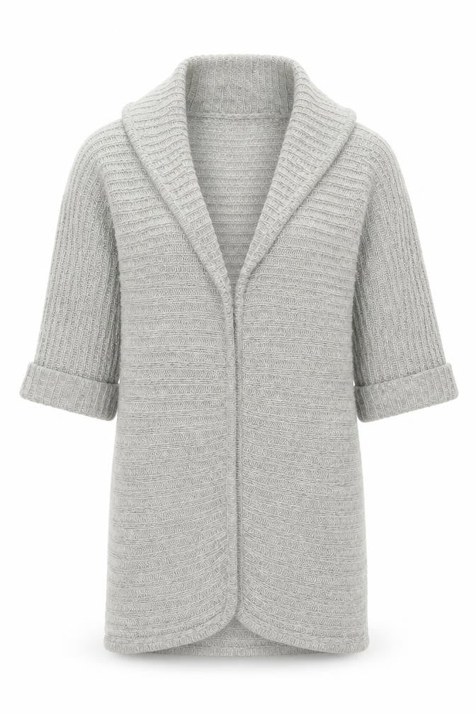 VILA Womens Grey Collared Acrylic Cardigan Jumper Size S