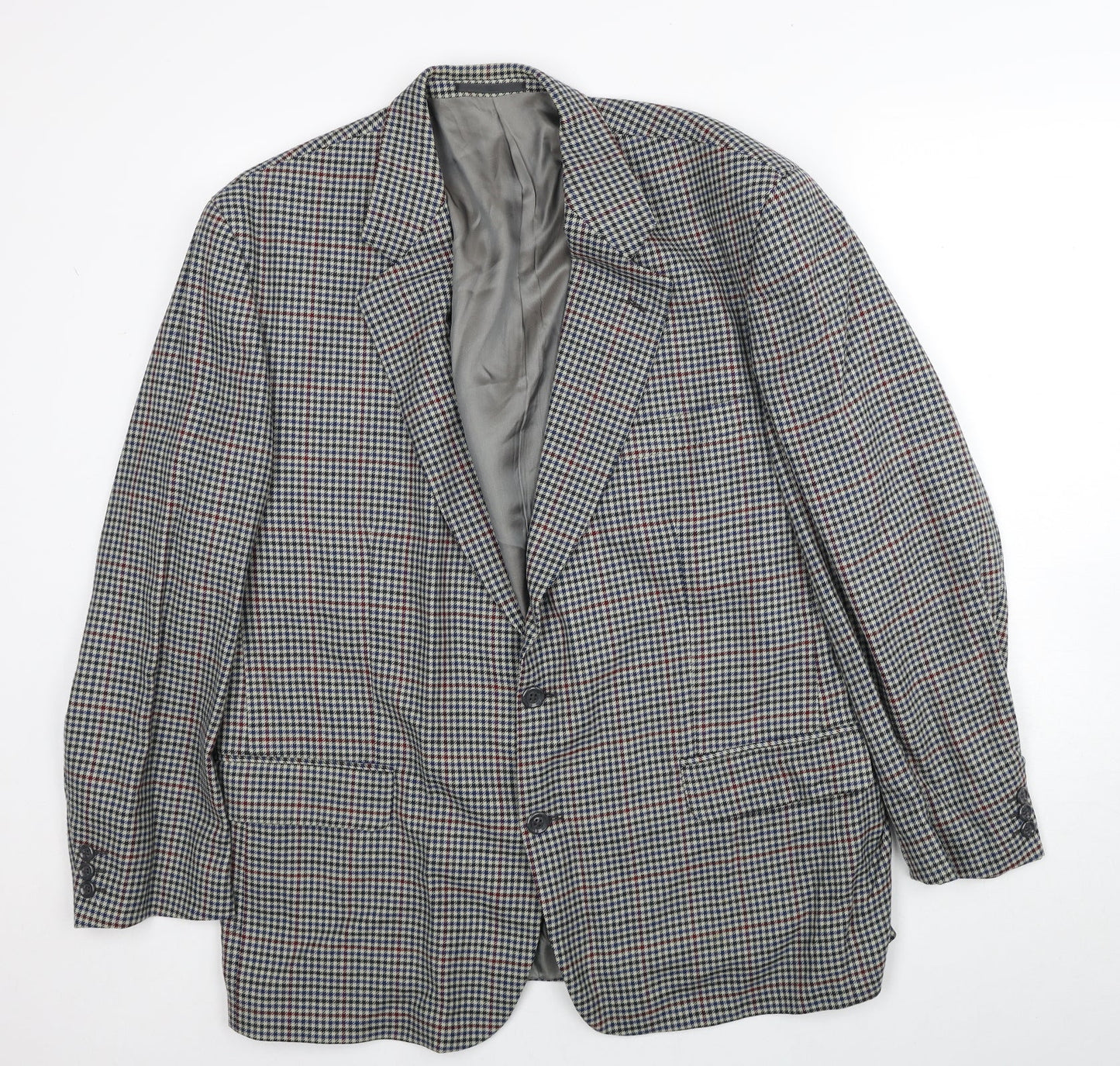 BHS Mens Grey Geometric Wool Jacket Blazer Size 44 Regular