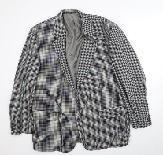 BHS Mens Grey Geometric Wool Jacket Blazer Size 44 Regular