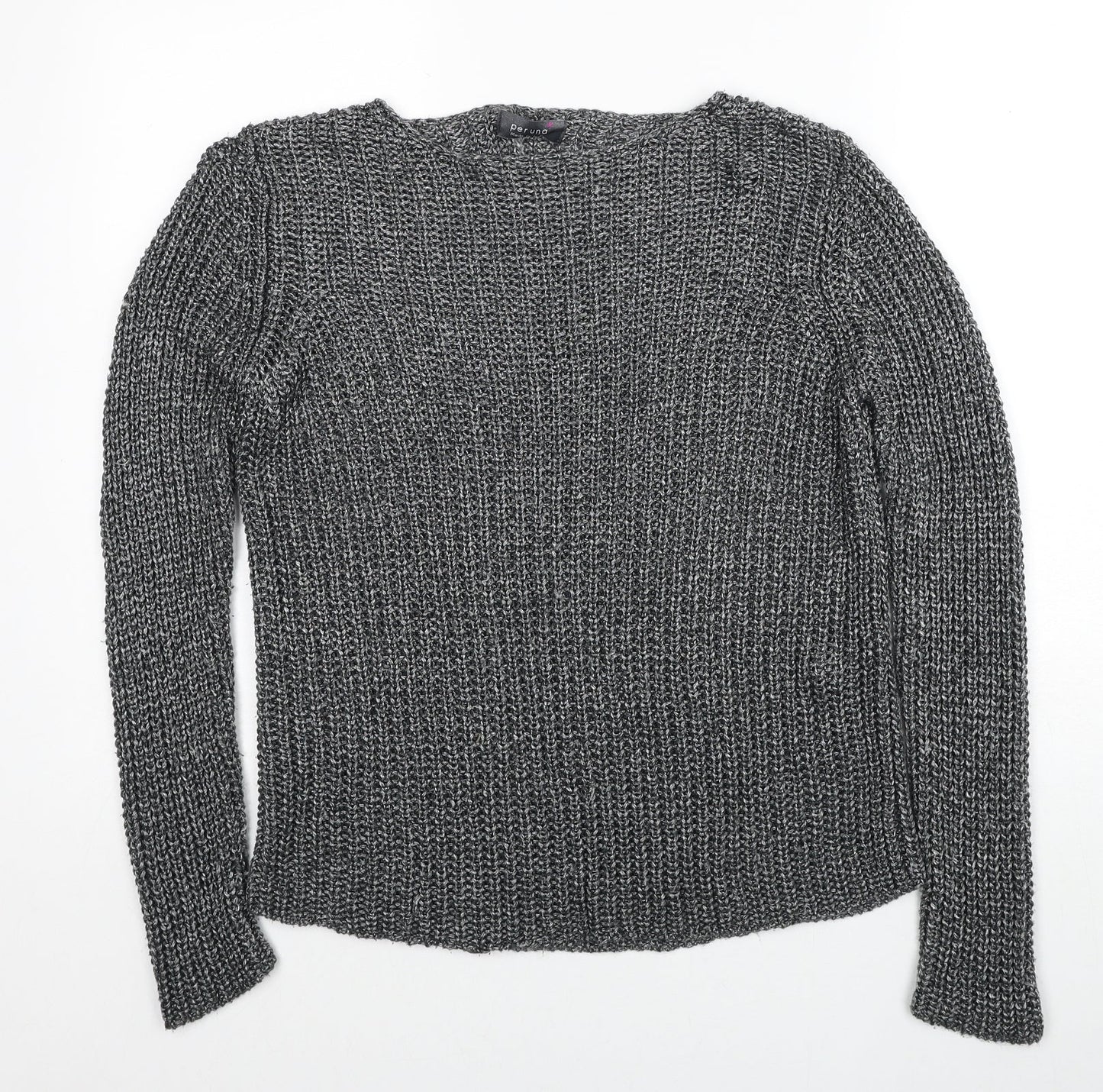 Marks and Spencer Womens Grey Boat Neck Acrylic Pullover Jumper Size 14