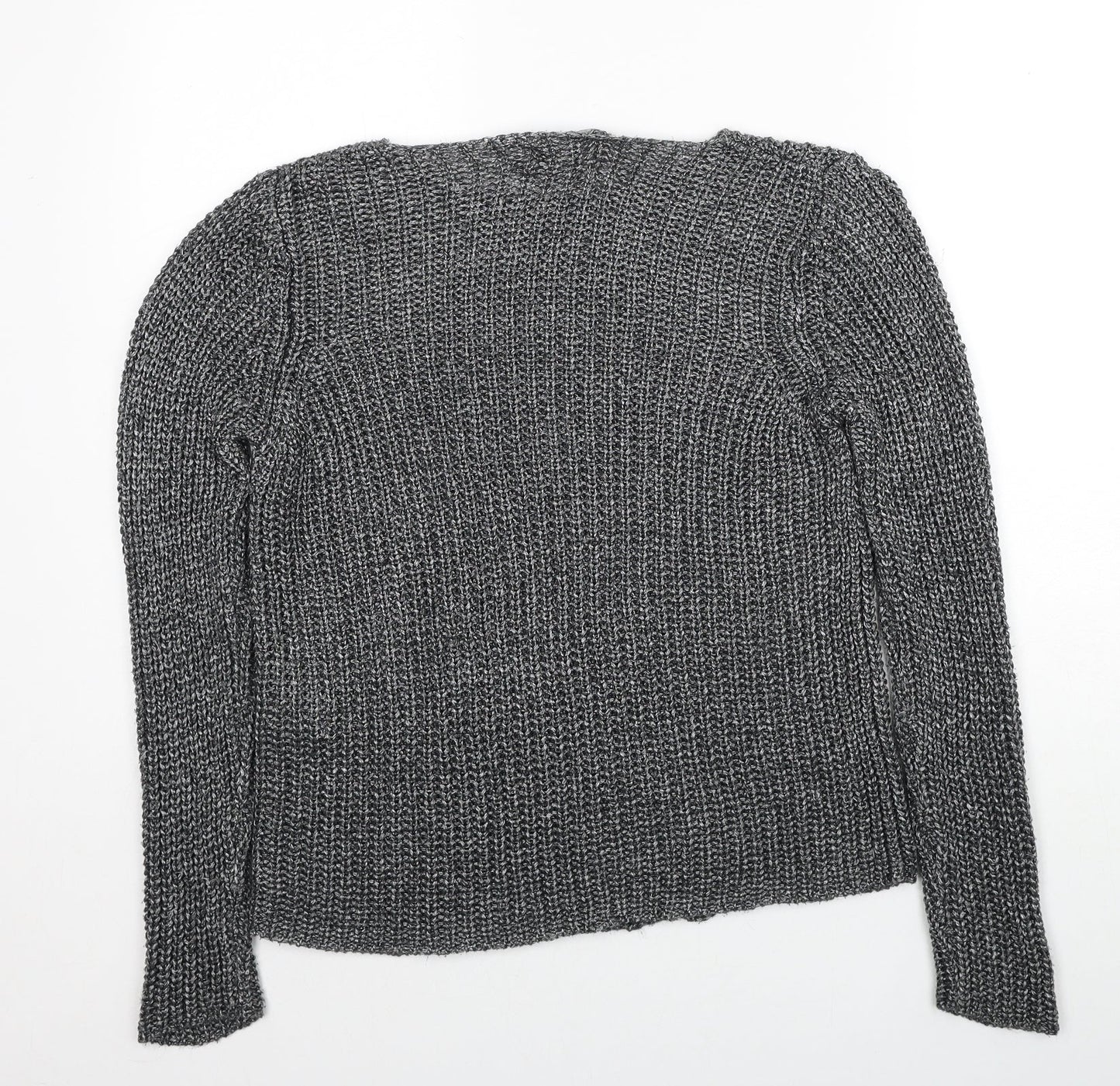 Marks and Spencer Womens Grey Boat Neck Acrylic Pullover Jumper Size 14