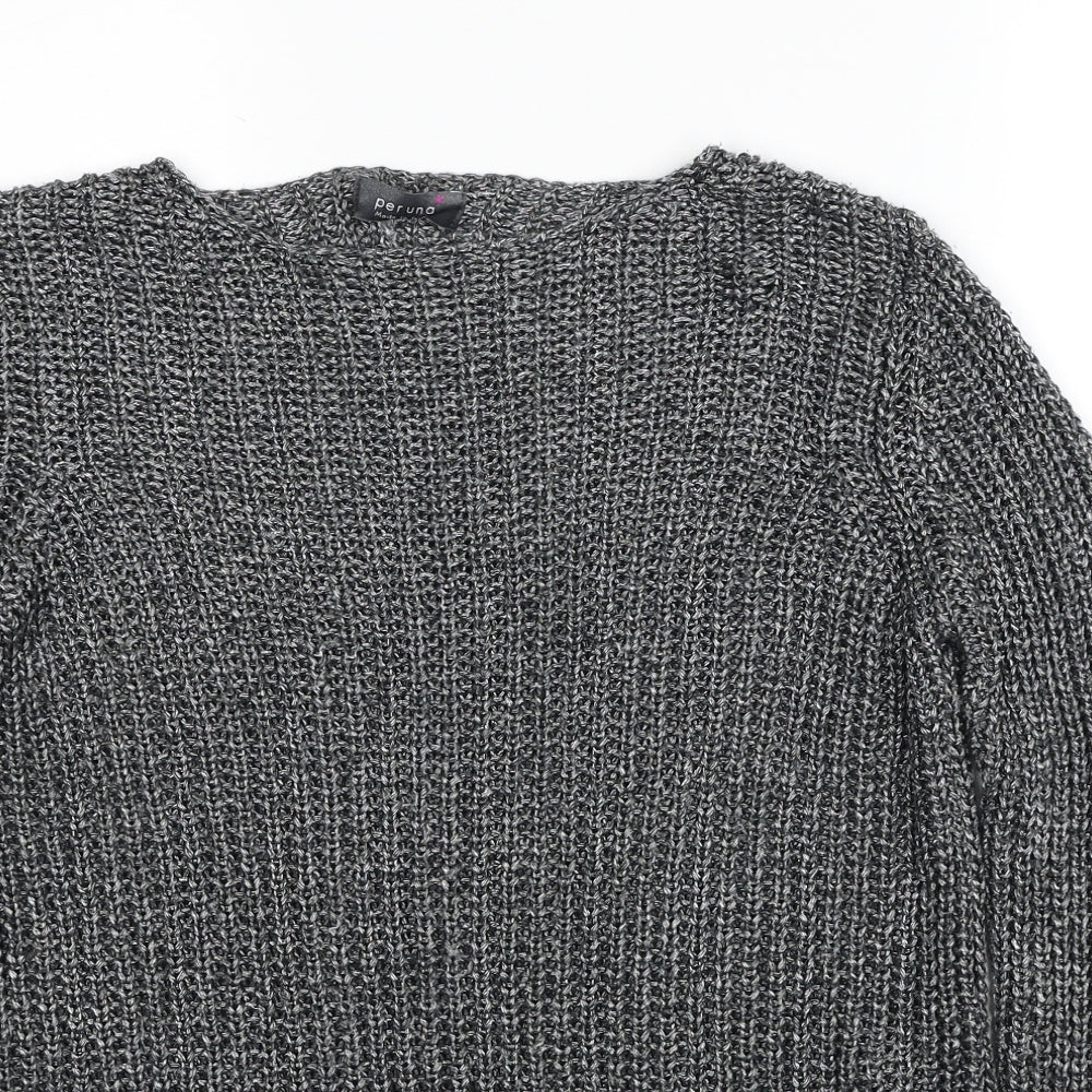 Marks and Spencer Womens Grey Boat Neck Acrylic Pullover Jumper Size 14