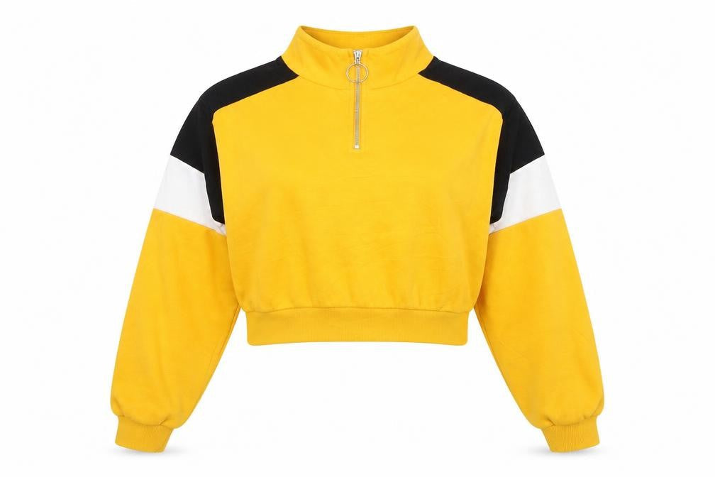 Divided by H&M Womens Yellow Colourblock Cotton Pullover Sweatshirt Size S Pullover