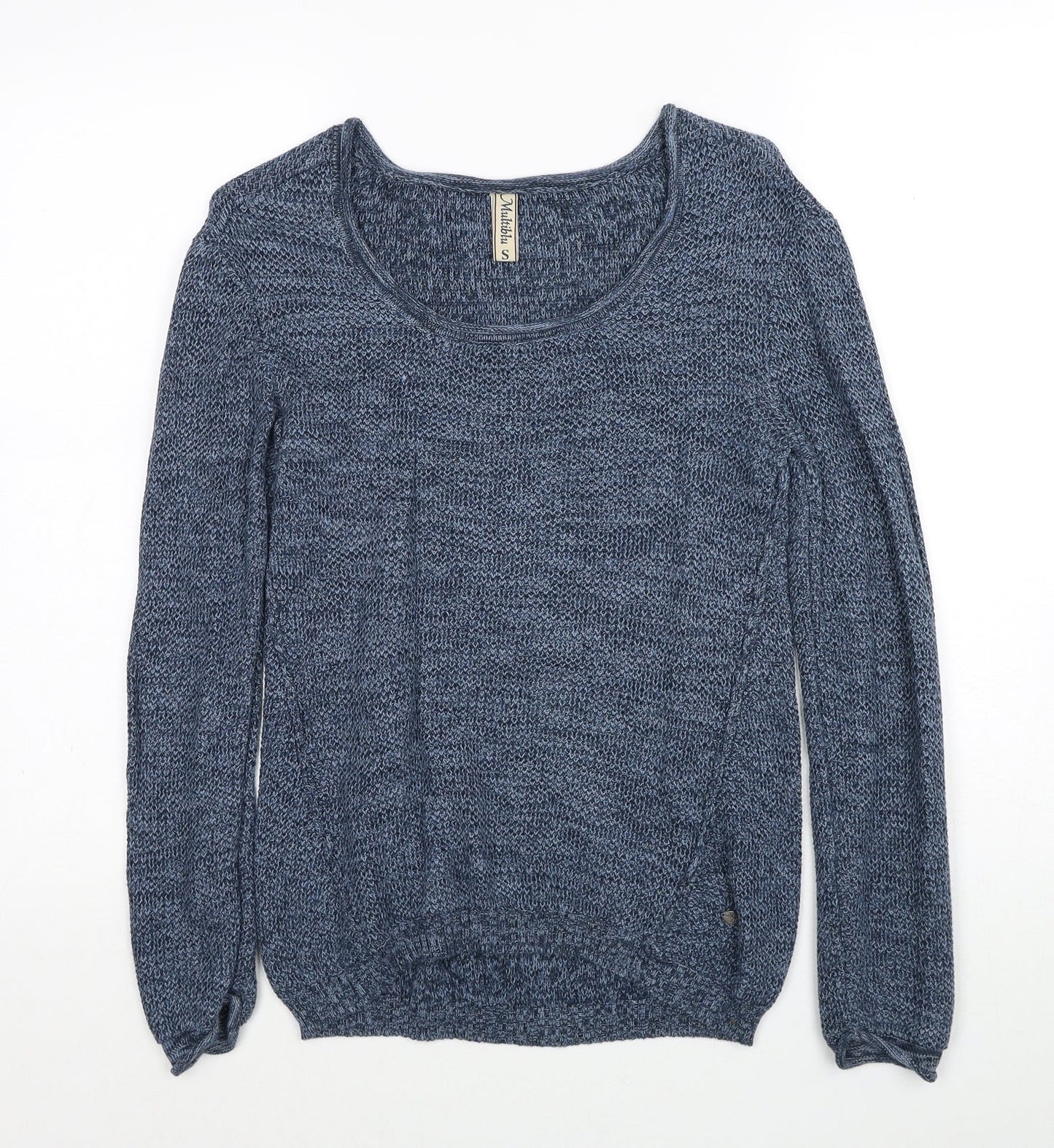 Multiblu Womens Blue Scoop Neck Cotton Pullover Jumper Size S