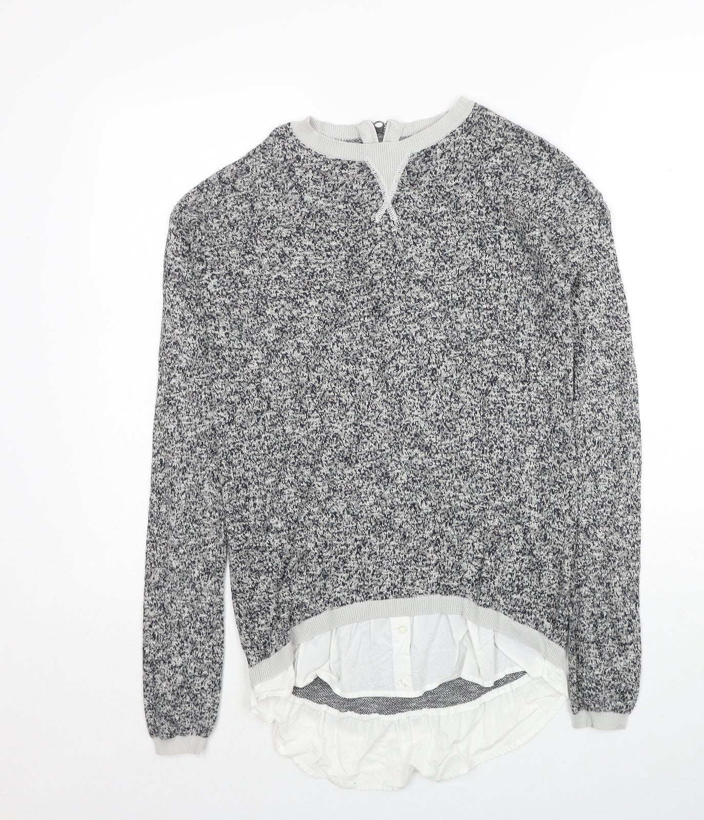 NEXT Womens Grey Round Neck Cotton Pullover Jumper Size 6