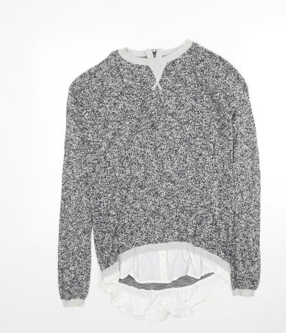 Next Womens Grey Round Neck Cotton Pullover Jumper Size 6