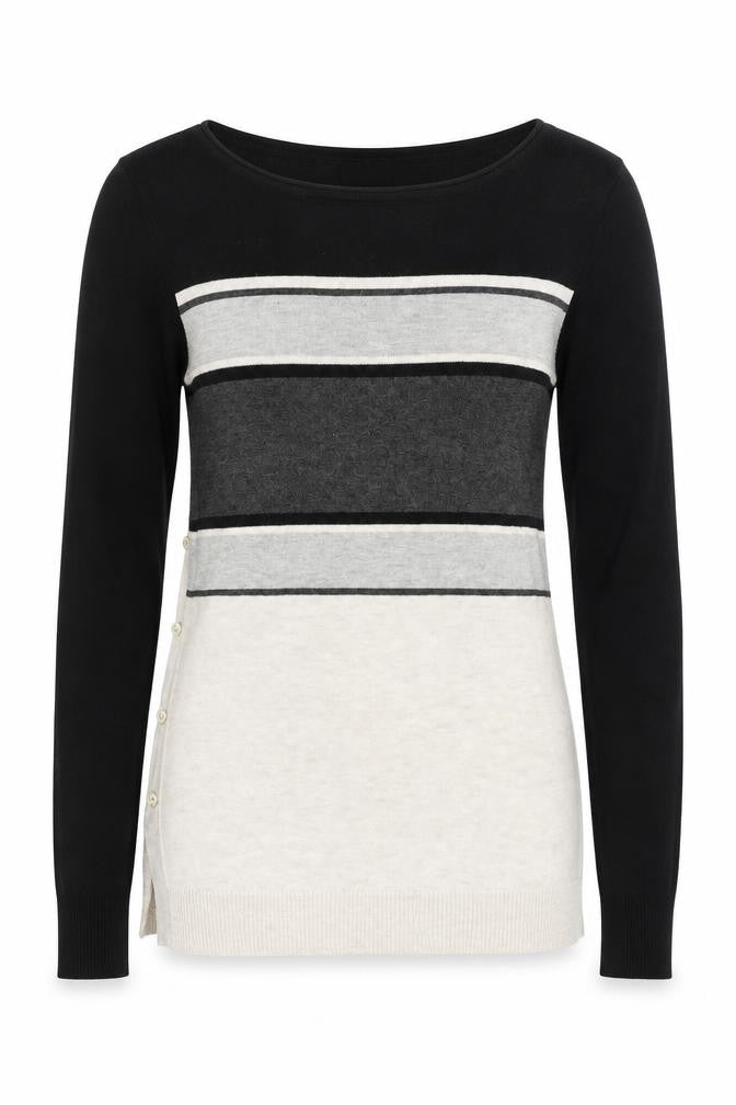 M&Co Womens Multicoloured Boat Neck Striped Viscose Pullover Jumper Size 10