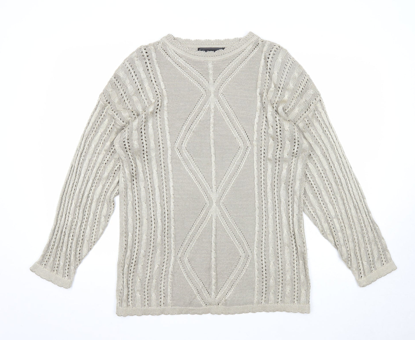 Casamia Womens Gold Round Neck Viscose Pullover Jumper One Size
