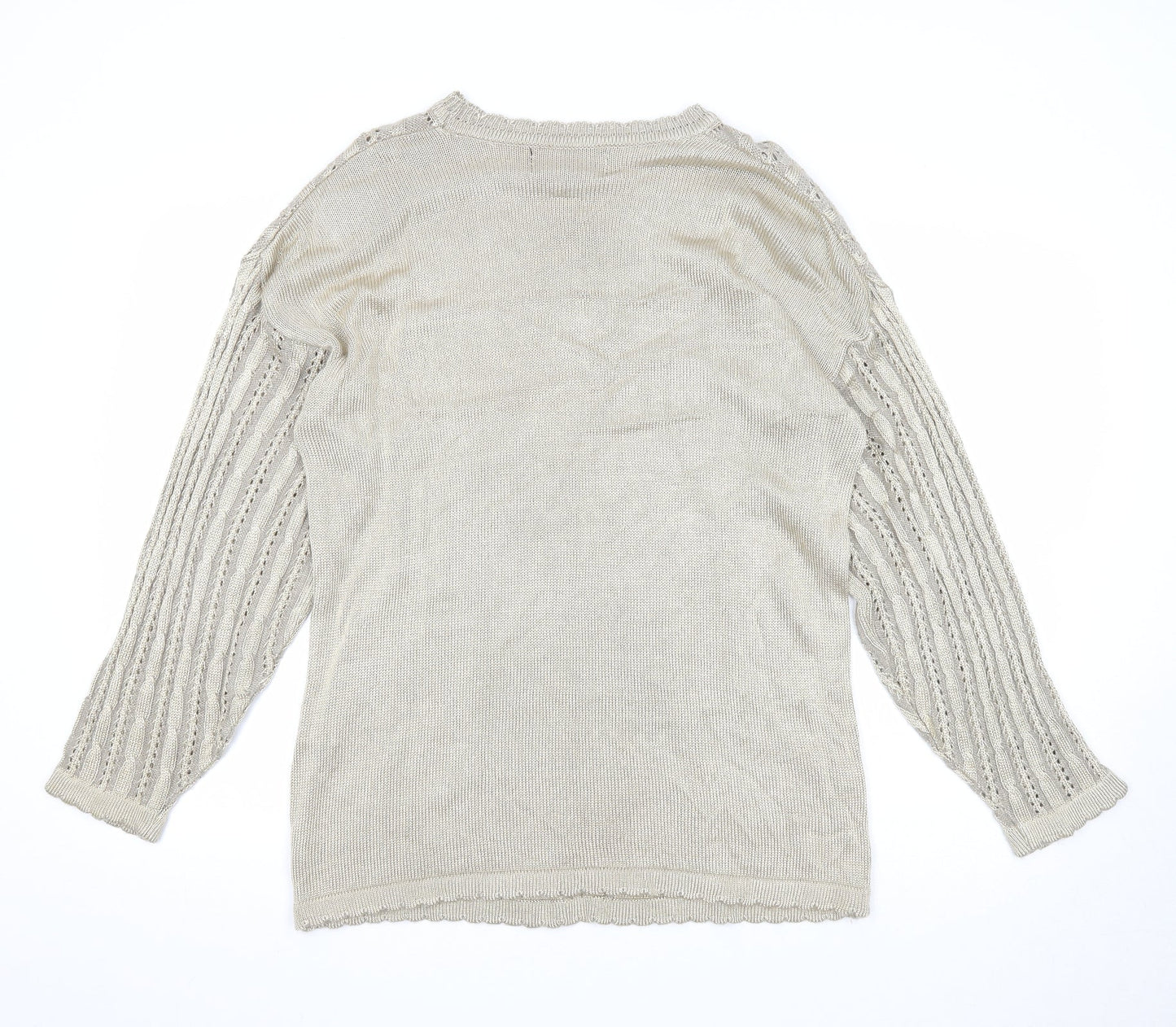 Casamia Womens Gold Round Neck Viscose Pullover Jumper One Size