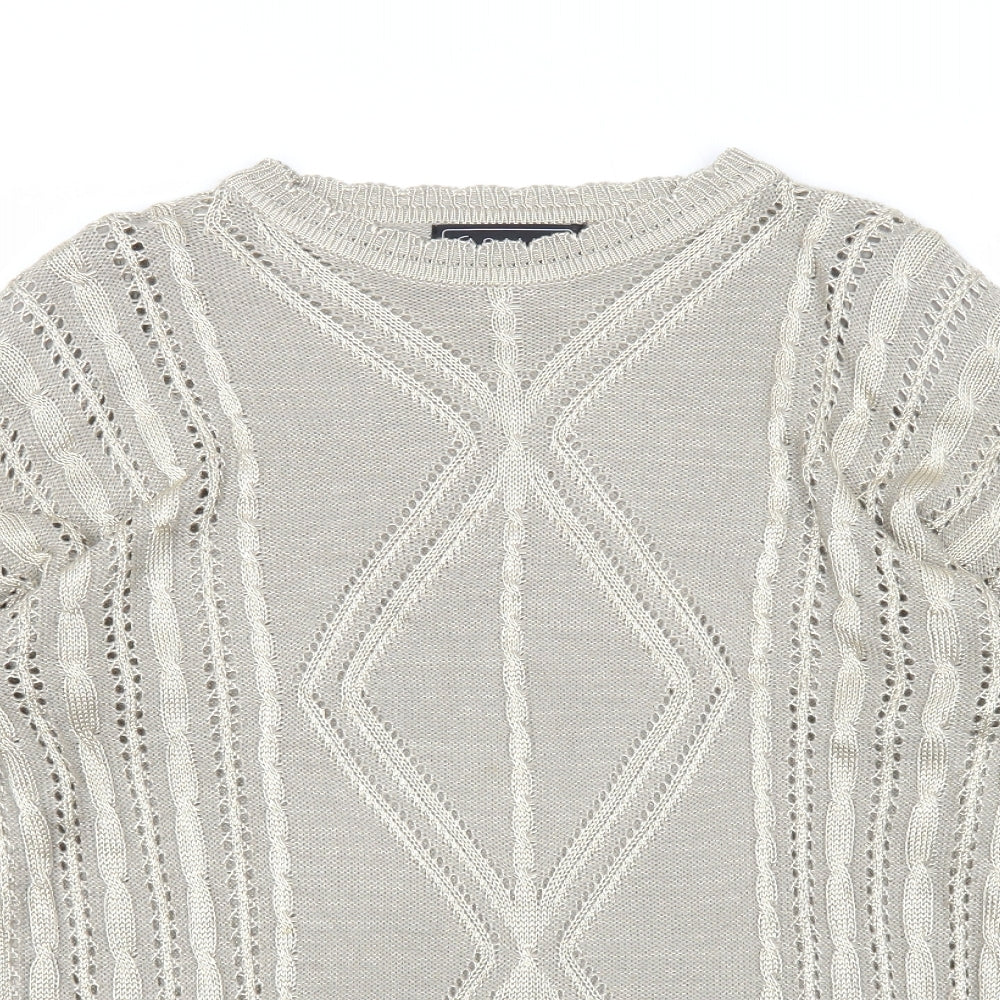Casamia Womens Gold Round Neck Viscose Pullover Jumper One Size