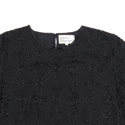 Barry Sherrard Womens Black Geometric Polyester Basic T-Shirt Size 12 Round Neck