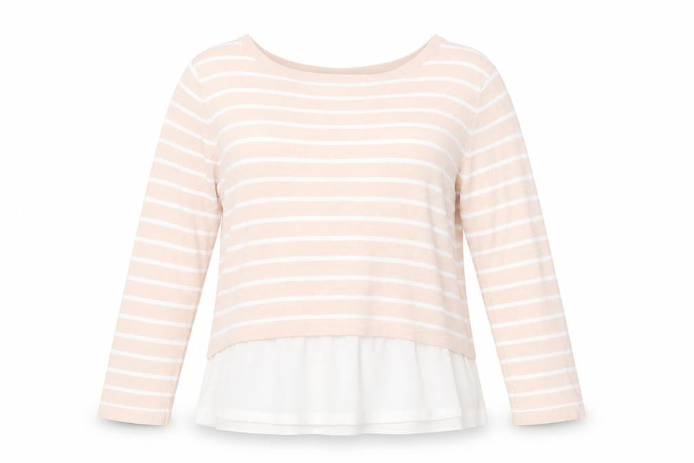 Primark Womens Pink Boat Neck Striped Viscose Pullover Jumper Size 10