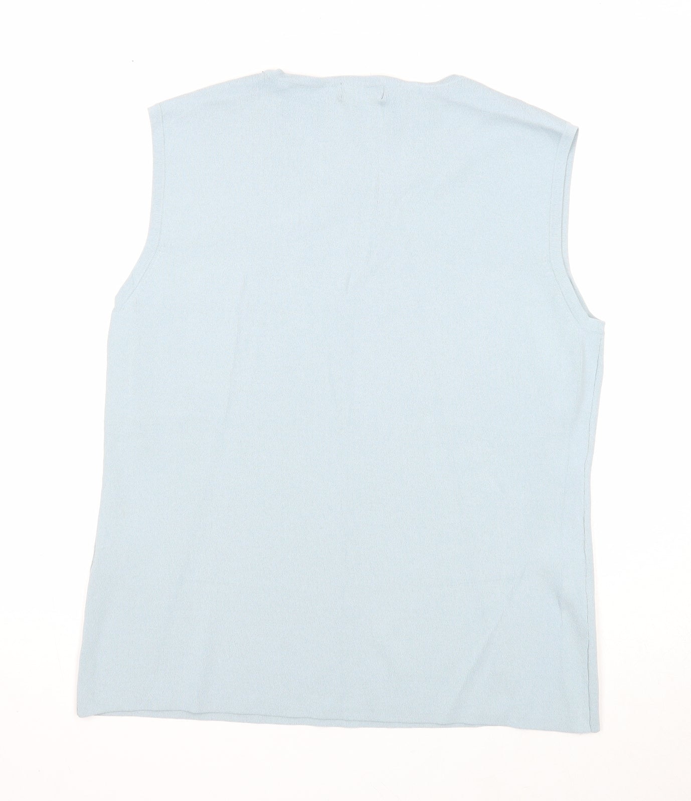 Bonmarché Womens Blue Viscose Basic Blouse Size L Round Neck - Embellished Neckline