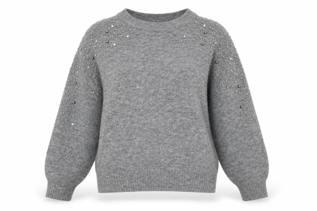 H&M Womens Grey Round Neck Acrylic Pullover Jumper Size M