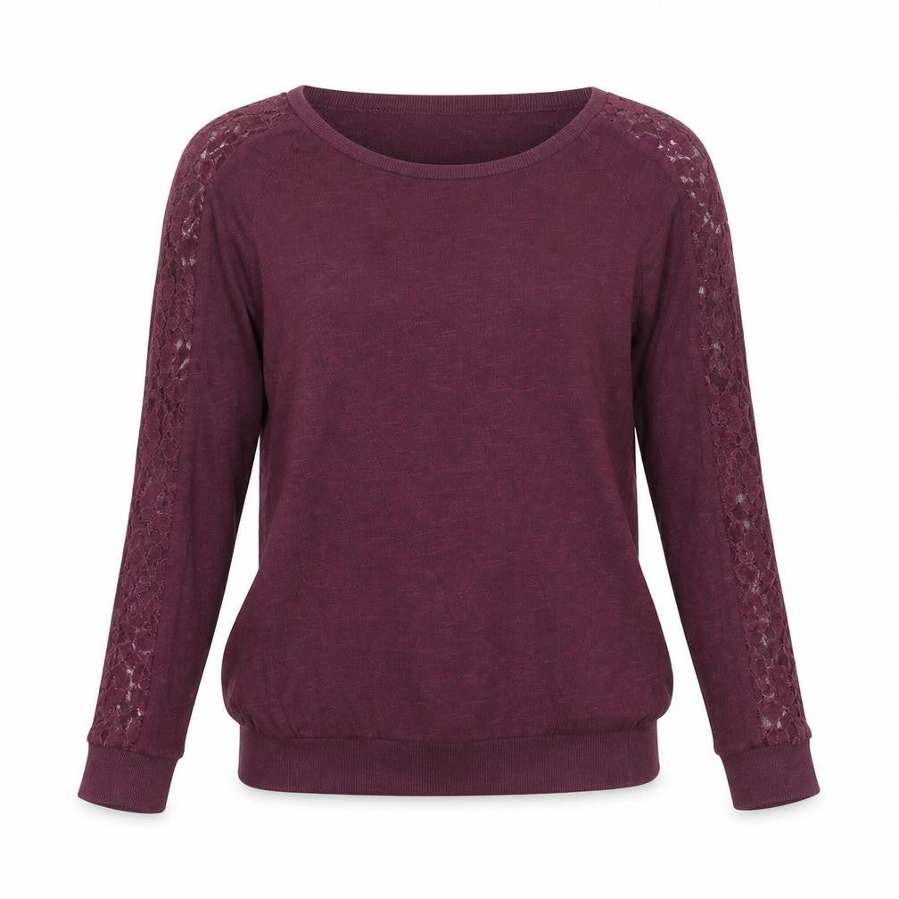 New Look Womens Purple Boat Neck Cotton Pullover Jumper Size 8 - Lace Detail