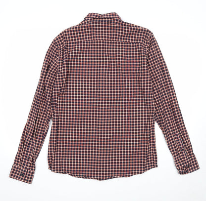 Only & Sons Mens Multicoloured Check Cotton Button-Up Size L Collared Button