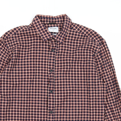 Only & Sons Mens Multicoloured Check Cotton Button-Up Size L Collared Button