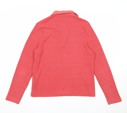 Dash Womens Red Collared Polyester Pullover Jumper Size 14