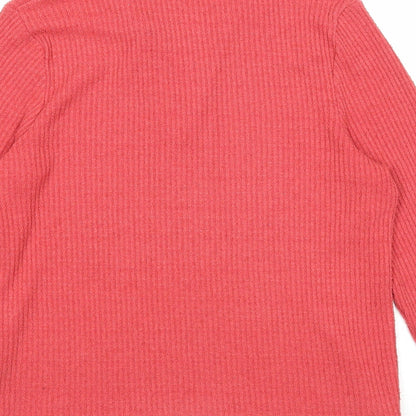 Dash Womens Red Collared Polyester Pullover Jumper Size 14