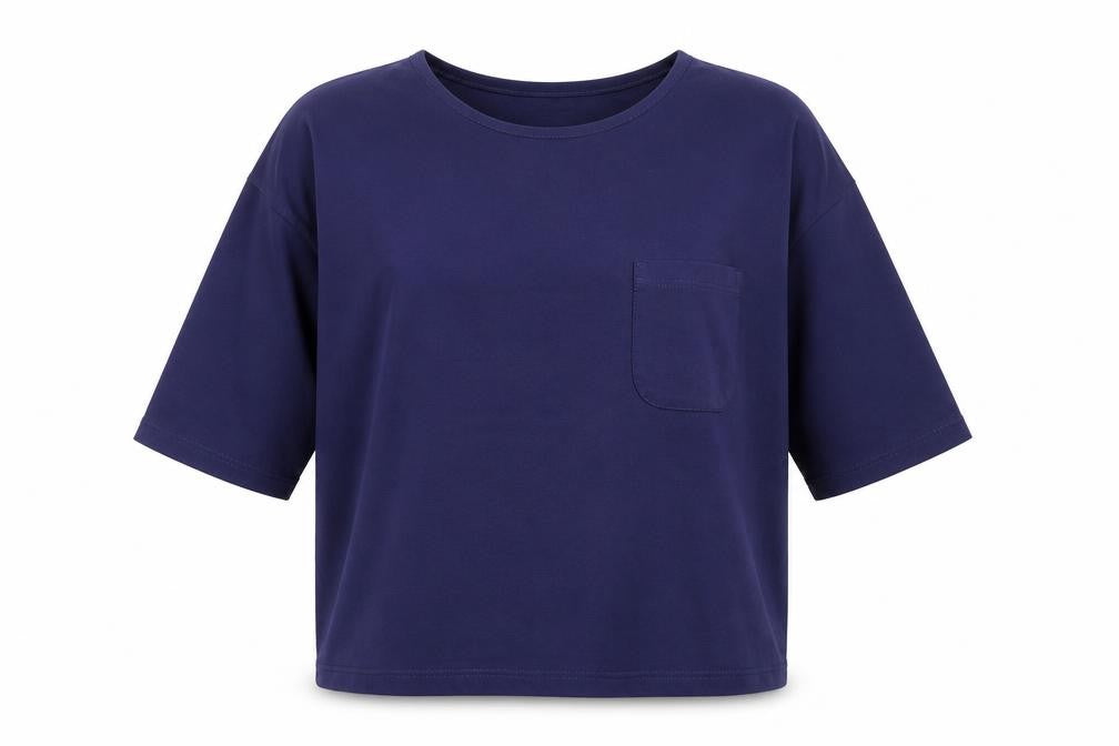 Preworn Womens Blue Polyester Basic T-Shirt Size S Round Neck