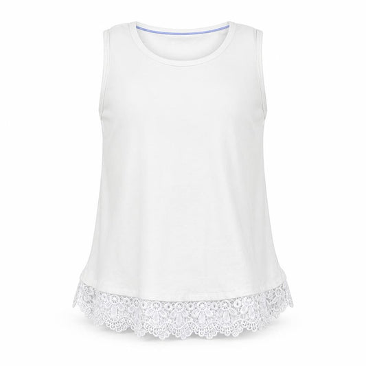 George Girls White Cotton Basic Tank Size 7-8 Years Round Neck Pullover