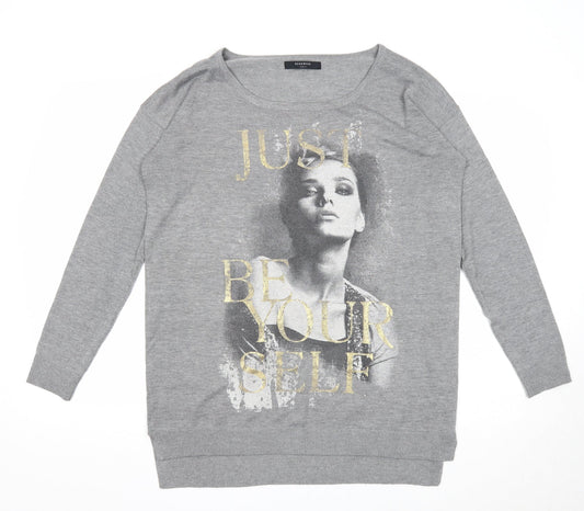 RESERVED Womens Grey Boat Neck Acrylic Pullover Jumper Size L - Just Be Yourself