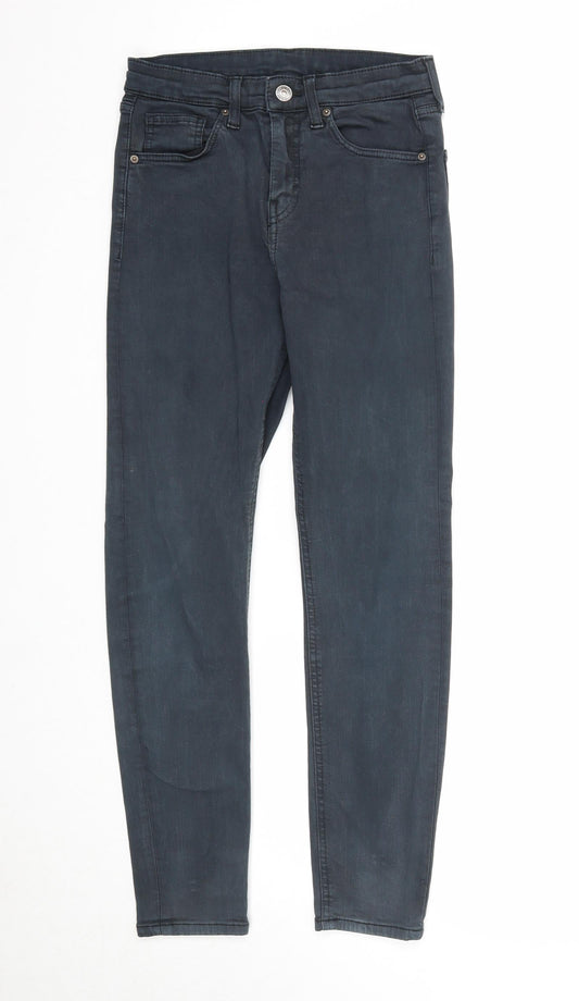 Topshop Womens Blue Cotton Skinny Jeans Size 28 in L32 in Regular Zip