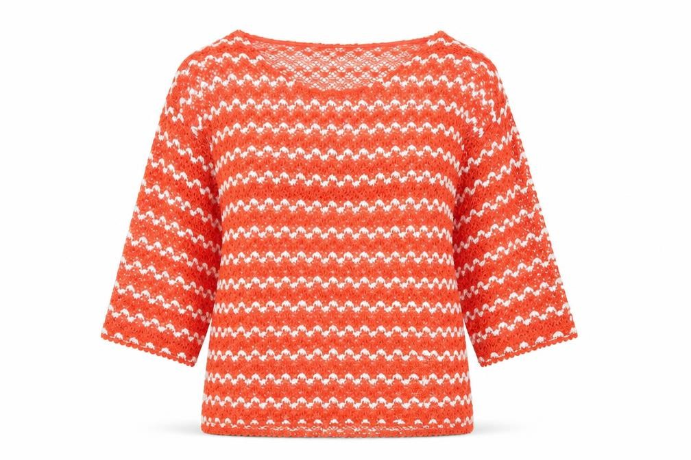 NEXT Womens Orange Boat Neck Geometric Polyester Pullover Jumper Size 8