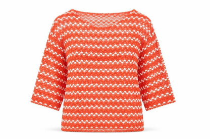 Next Womens Orange Boat Neck Geometric Polyester Pullover Jumper Size 8