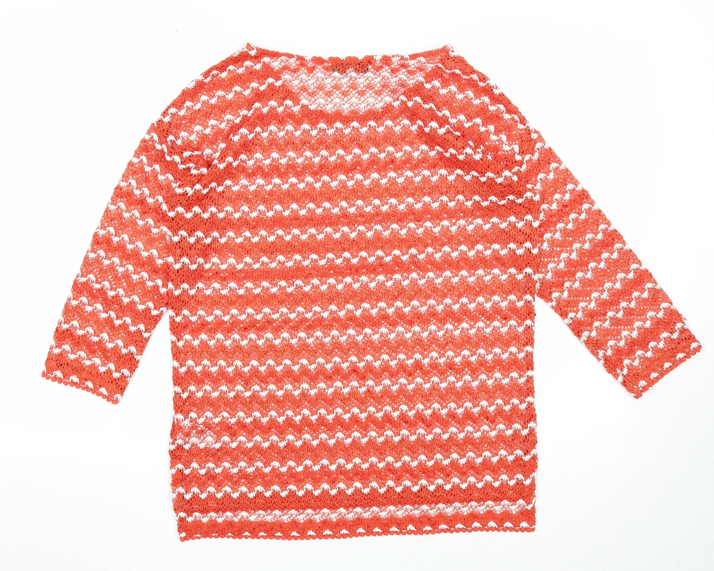 NEXT Womens Orange Boat Neck Geometric Polyester Pullover Jumper Size 8