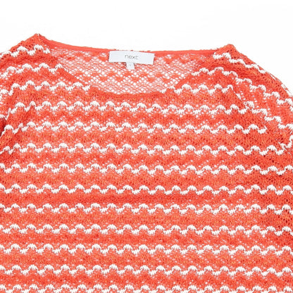 Next Womens Orange Boat Neck Geometric Polyester Pullover Jumper Size 8