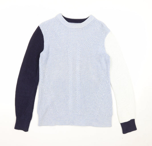 Marks and Spencer Womens Blue Boat Neck Cotton Pullover Jumper Size S