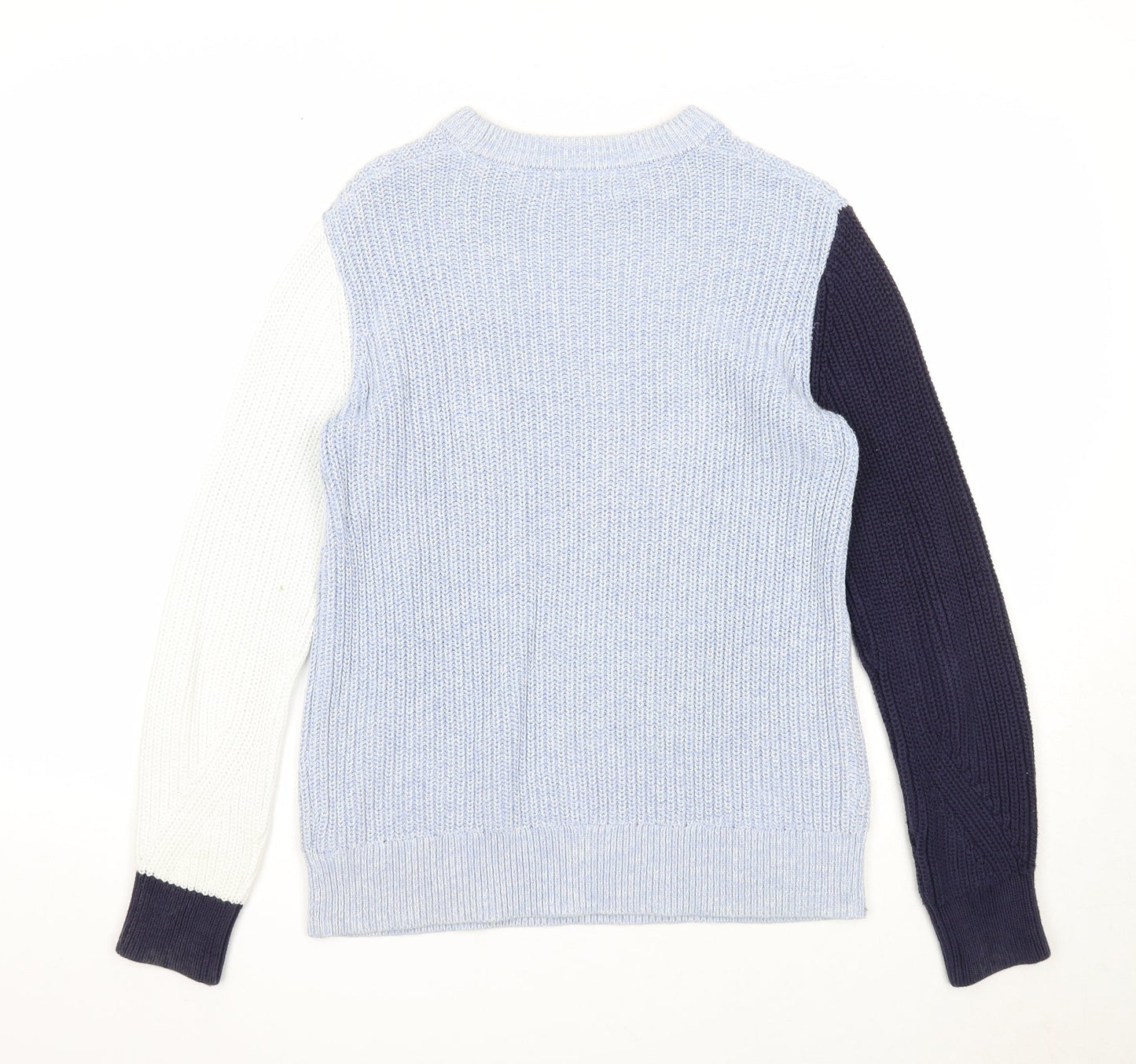 Marks and Spencer Womens Blue Boat Neck Cotton Pullover Jumper Size S
