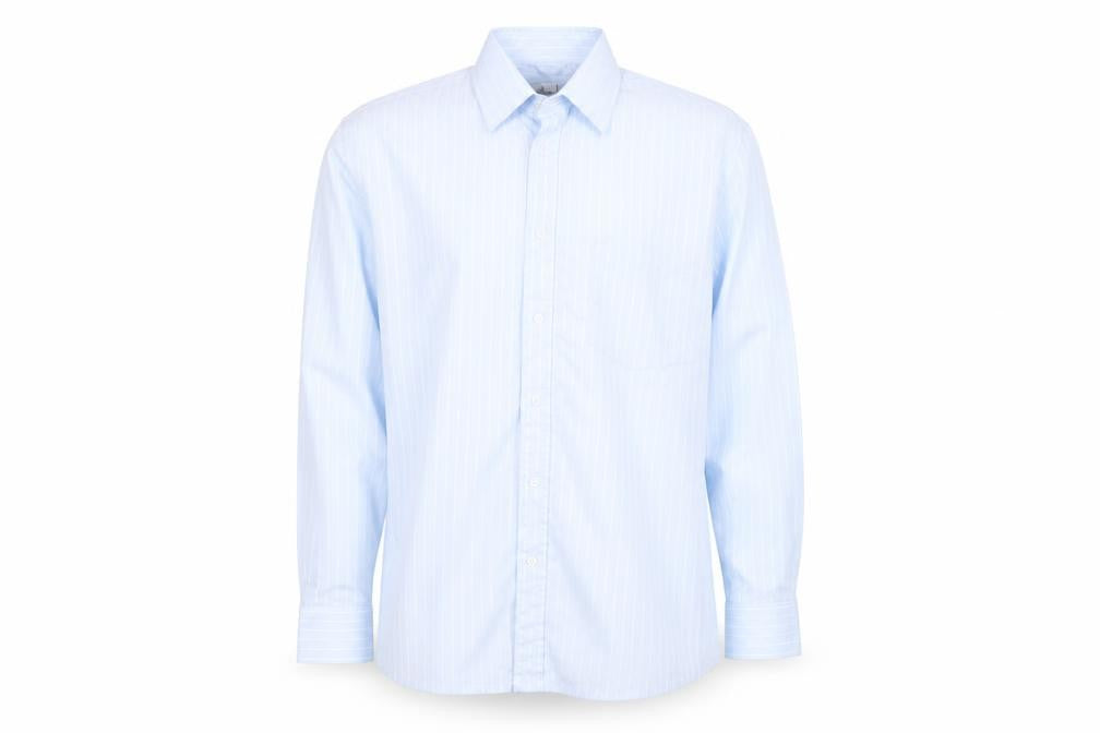 Littlewoods Mens Blue Striped Polyester Button-Up Size 15 Collared Button