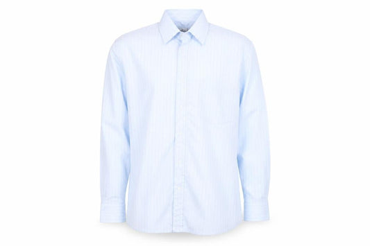 Littlewoods Mens Blue Striped Polyester Button-Up Size 15 Collared Button