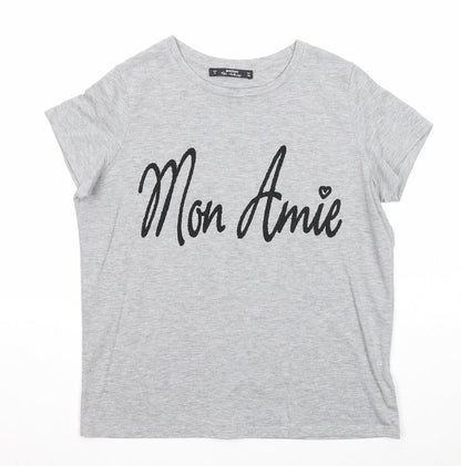Miss Selfridge Womens Grey Polyester Basic T-Shirt Size 8 Round Neck - Mon Amie
