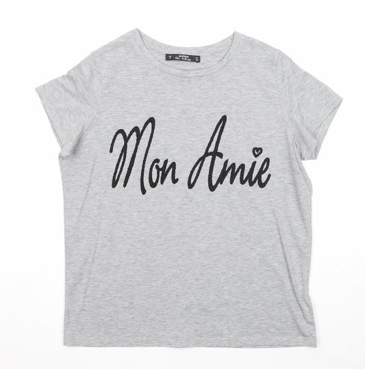 Miss Selfridge Womens Grey Polyester Basic T-Shirt Size 8 Round Neck - Mon Amie