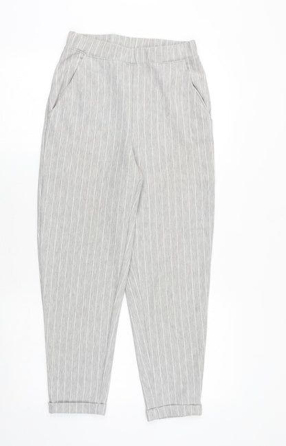 H&M Womens Grey Striped Polyester Chino Trousers Size XS Regular